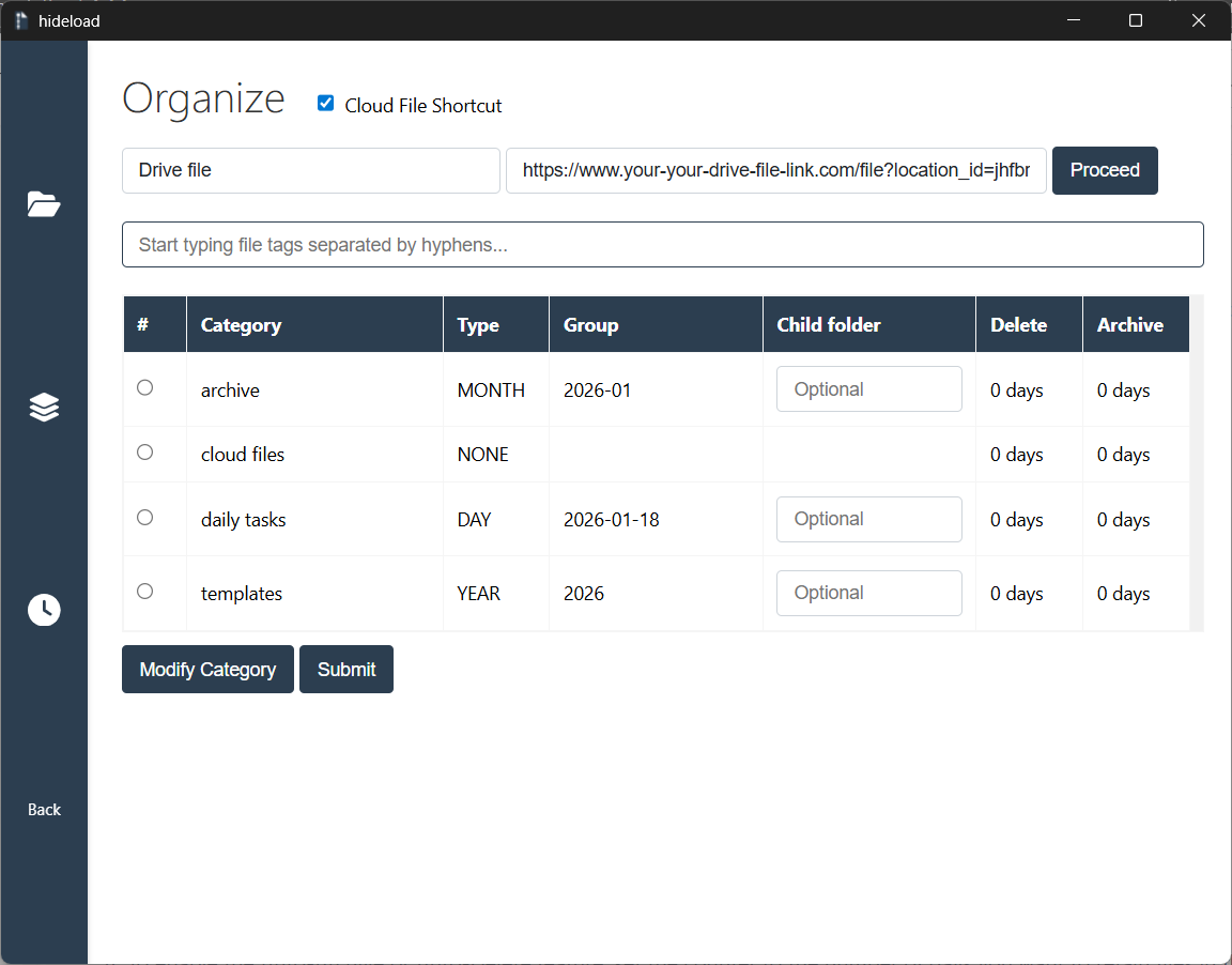 Organize cloud files