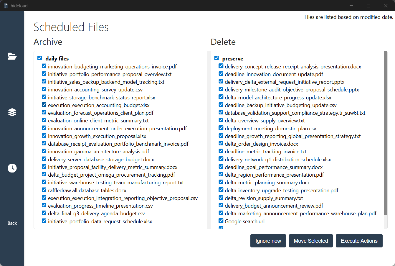 scheduled file management